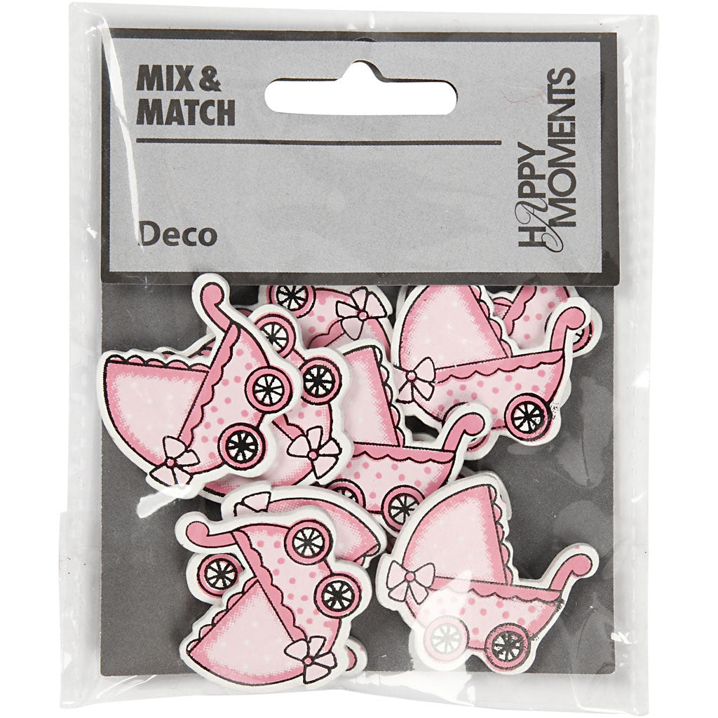 Pram, size 34x31 mm, thickness 1,7 mm, light red, 10 pc/ 1 pack [HOB-599717]