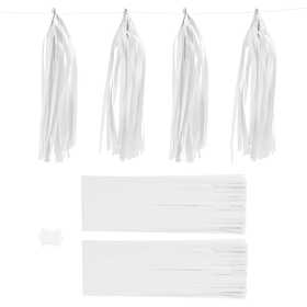 Paper Tassel, size 12x35 cm, 14 g, white, 12 pc/ 1 pack [HOB-599801]