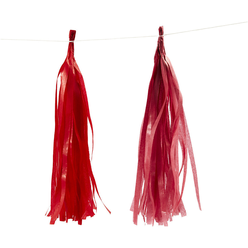 Paper Tassel, size 12x35 cm, 14 g, claret/red, 12 pc/ 1 pack [HOB-599803]