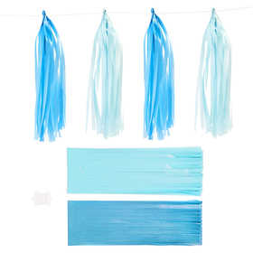Paper Tassel, size 12x35 cm, 14 g, blue, light blue, 12 pc/ 1 pack [HOB-599808]