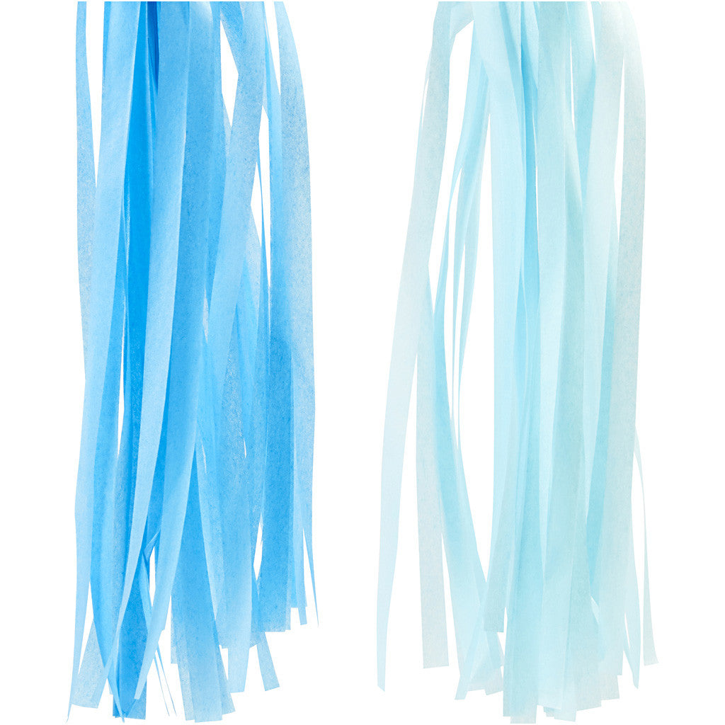 Paper Tassel, size 12x35 cm, 14 g, blue, light blue, 12 pc/ 1 pack [HOB-599808]