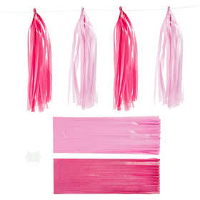 Paper Tassel, size 12x35 cm, pink, light red, 12 pc/ 1 pack [HOB-599809]