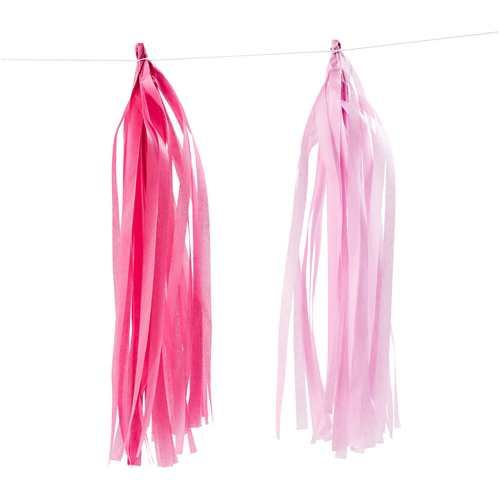 Paper Tassel, size 12x35 cm, pink, light red, 12 pc/ 1 pack [HOB-599809]