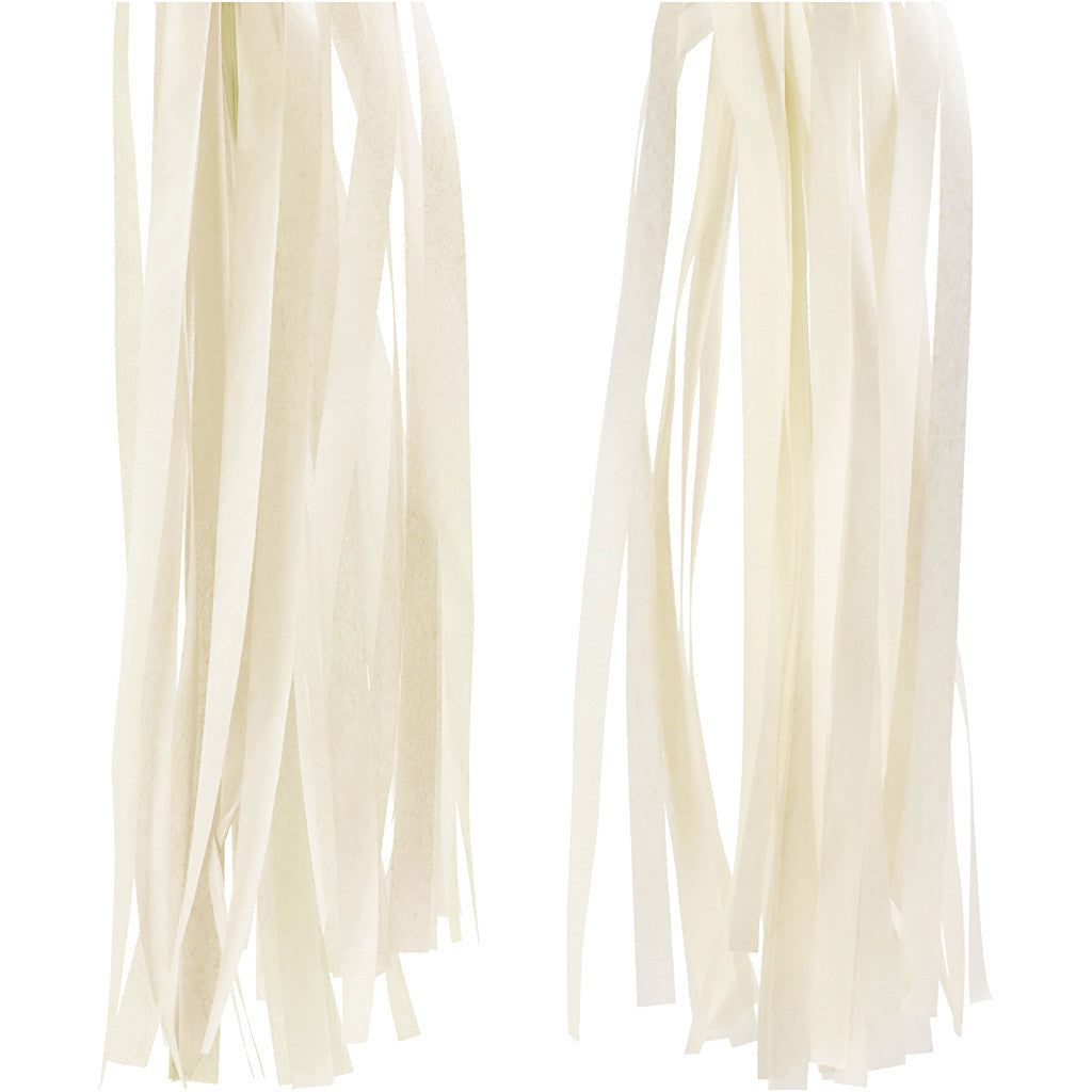 Paper Tassel, size 12x35 cm, 14 g, off-white, 12 pc/ 1 pack [HOB-599821]