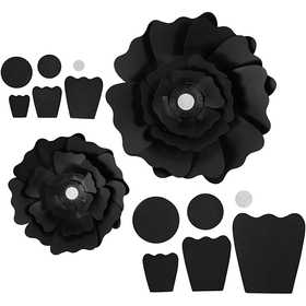 Paper Flowers, dia. 15+25 cm, 230 g, black, 2 pc/ 1 pack [HOB-599902]