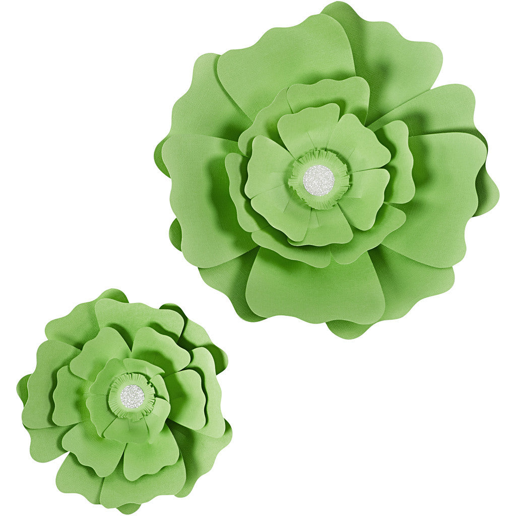 Paper Flowers, dia. 15+25 cm, 230 g, green, 2 pc/ 1 pack [HOB-599907]