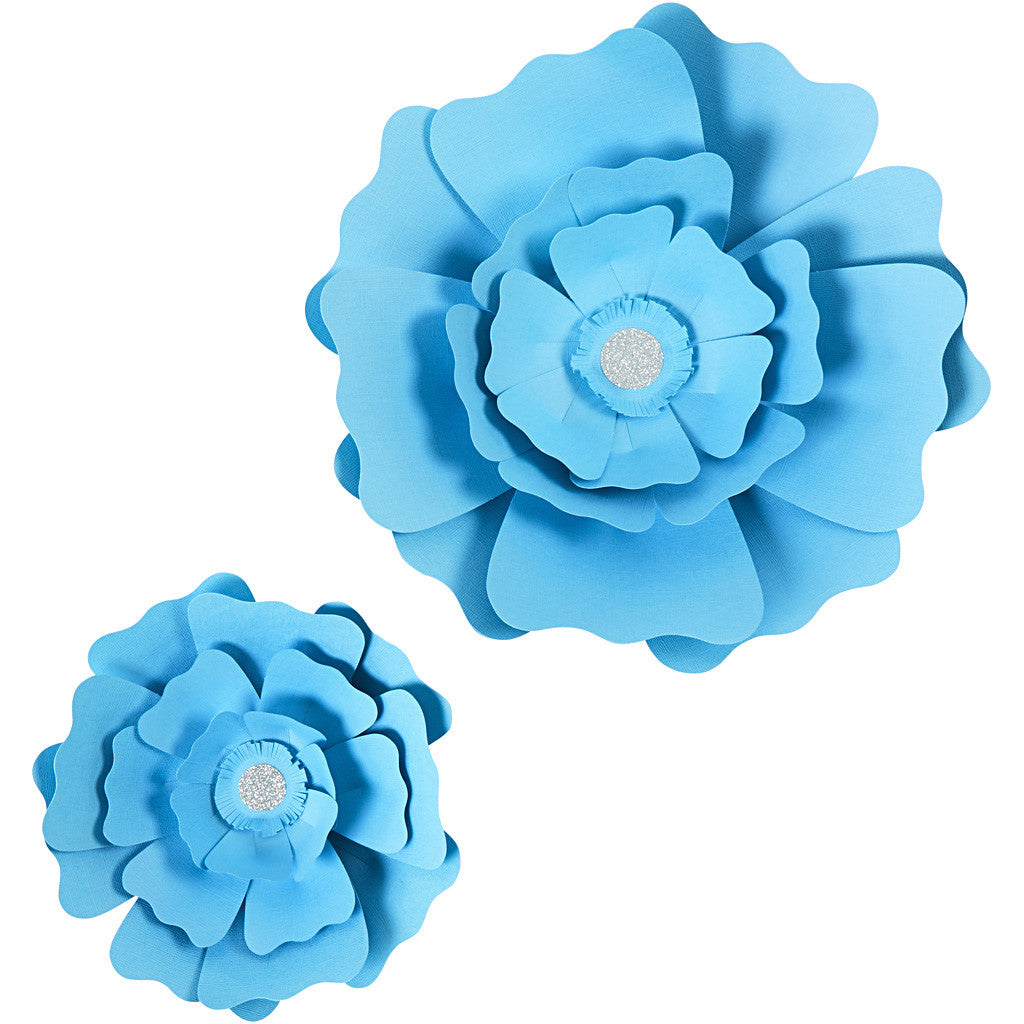 Paper Flowers, dia. 15+25 cm, 230 g, light blue, 2 pc/ 1 pack [HOB-599908]