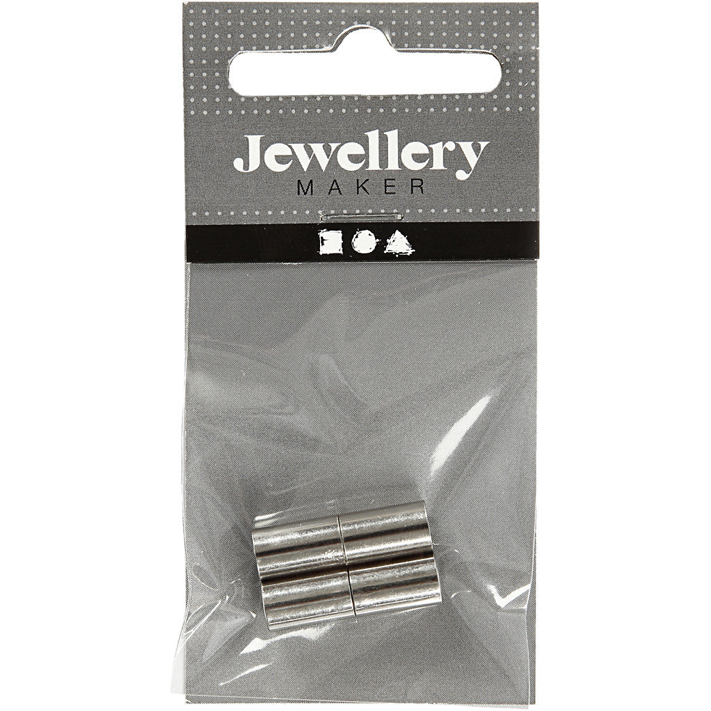 Magnetic Clasp, L: 20 mm, hole size 5 mm, silver-plated, 2 pc/ 1 pack [HOB-60024]