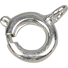 Spring Ring Clasps, dia. 7 mm, silver, 100 pc/ 1 pack [HOB-600301]