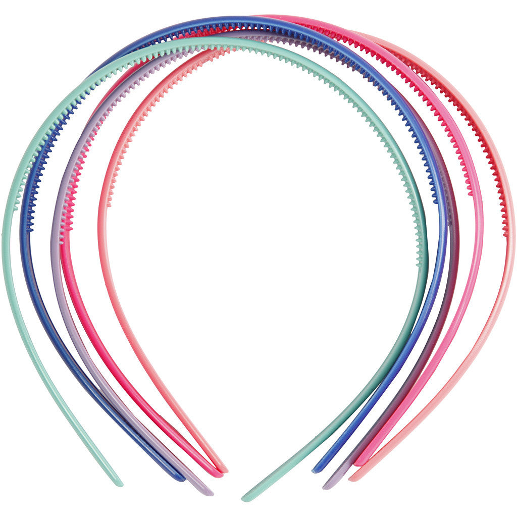 Hair Bands, W: 8 mm, assorted colours, 5 pc/ 1 pack [HOB-600830]
