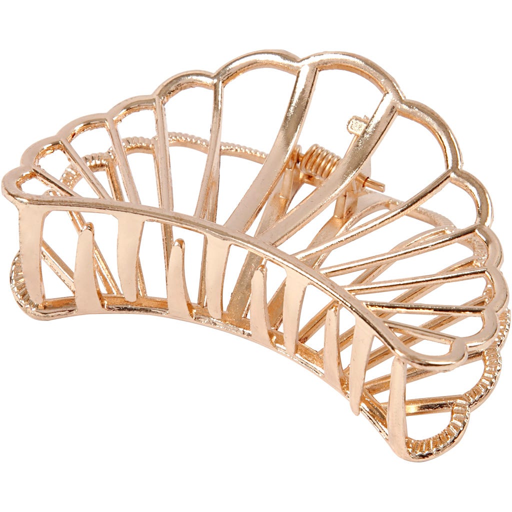 Hair claws, L: 80 mm, W: 52 mm, gold-plated, 1 pc [HOB-600982]