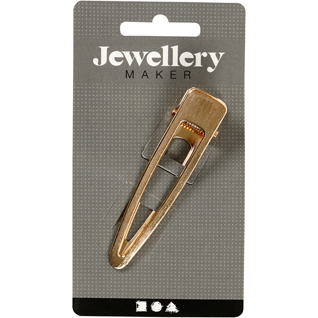 Hair slide, L: 75 mm, W: 16 mm, gold-plated, 1 pc [HOB-600983]