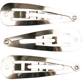 Hair Clips, L: 45 mm, W: 14 mm, silver-plated, 100 pc/ 1 pack [HOB-600992]