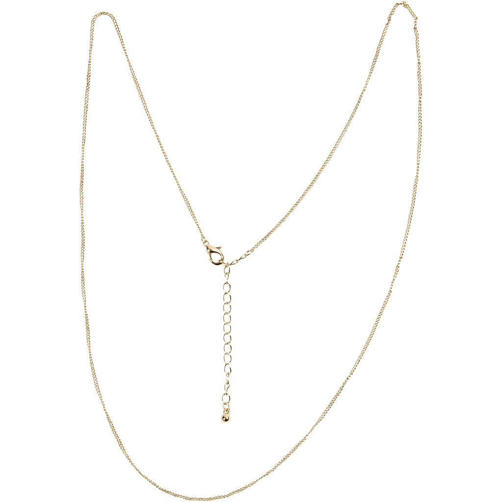 Chain, L: 80 cm, dia. 1 mm, gold-plated