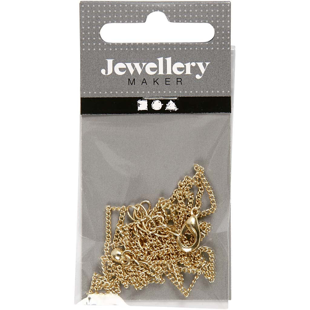 Chain, L: 80 cm, dia. 1 mm, gold-plated, 1 pc [HOB-60159]