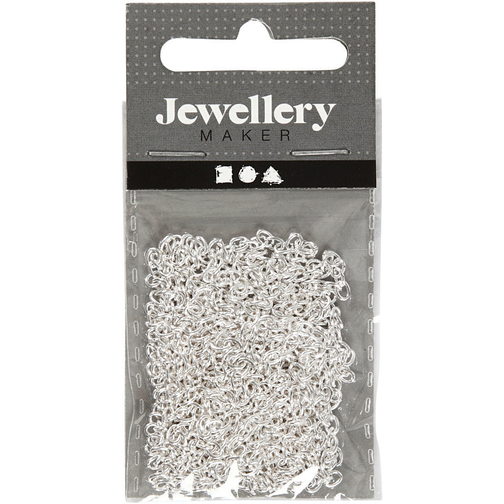 Chain, W: 2 mm, silver-plated, 2 m/ 1 pc [HOB-602300]