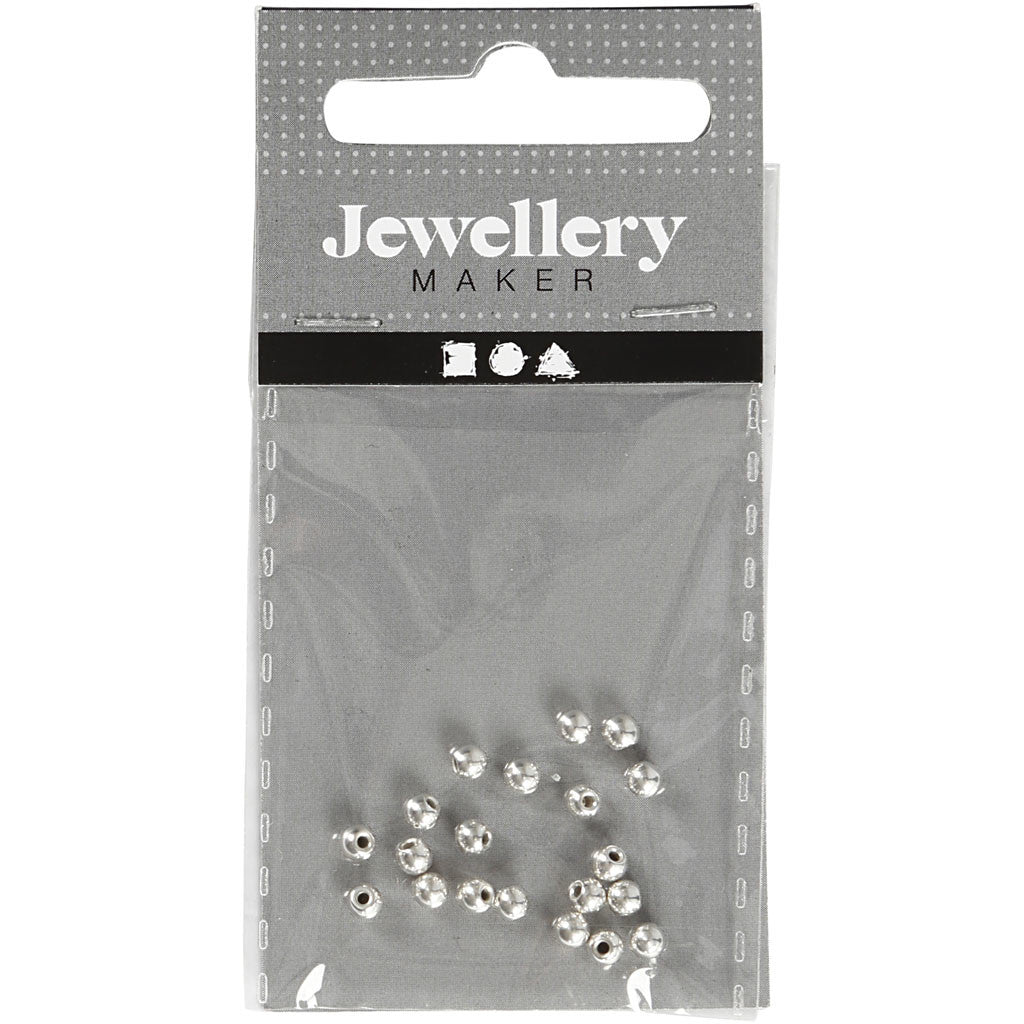 Memory Wire End Caps, dia. 3 mm, hole size 1 mm, silver-plated, 20 pc/ 1 pack [HOB-60280]