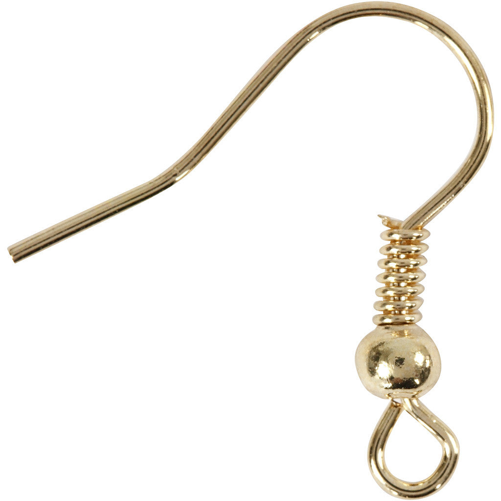 Earring Hooks, L: 18 mm, gold-plated, 100 pc/ 1 pack [HOB-603041]