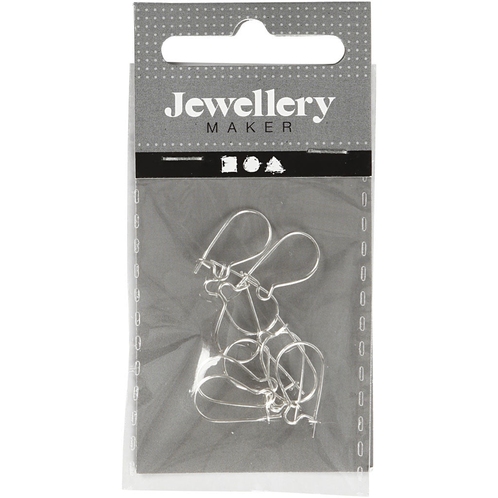 Ear Hanger, L: 15 mm, silver-plated, 10 pc/ 1 pack [HOB-603060]