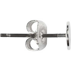 Stud Earrings, L: 13 mm, silver-plated, 100 pc/ 1 pack [HOB-603081]