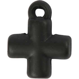 Cross, black, size 10x10 mm, hole size 1,5 mm, 4 pc/ 1 pack [HOB-60587]