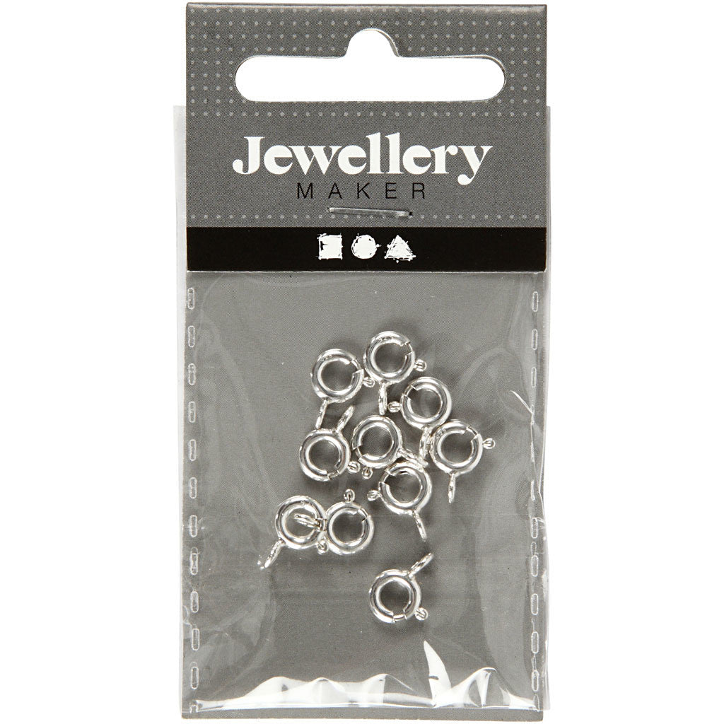 Spring Ring Clasps, dia. 6 mm, silver, 10 pc/ 1 pack [HOB-60820]