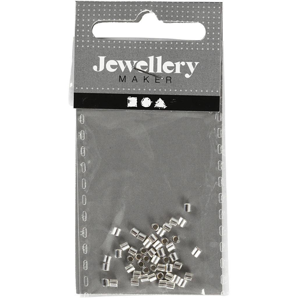 Crimp Beads, dia. 2 mm, silver, 50 pc/ 1 pack [HOB-60879]