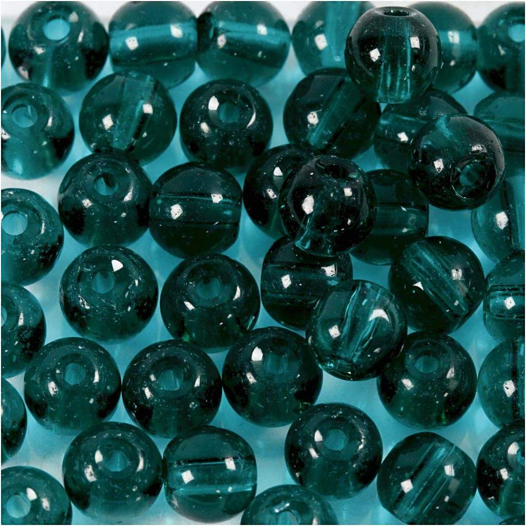 Glass Beads, dia. 4 mm, hole size 1 mm, green, 45 pc