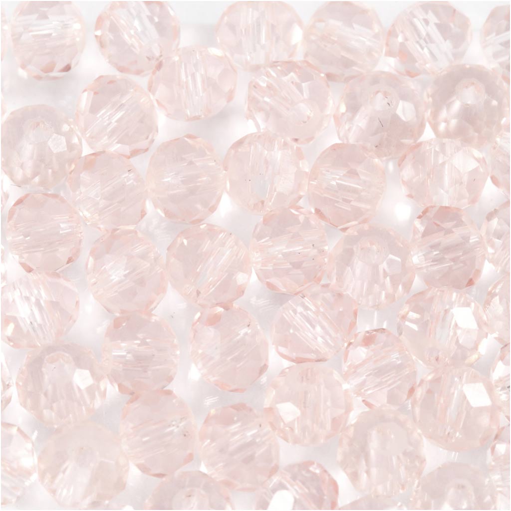 Glass Beads, dia. 4 mm, hole size 1 mm, light rose, 45 pc