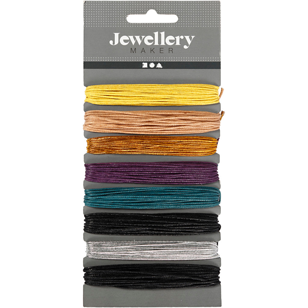 Cotton Cord, thickness 1 mm, assorted colours, 8x5 m/ 1 pack [HOB-609980]