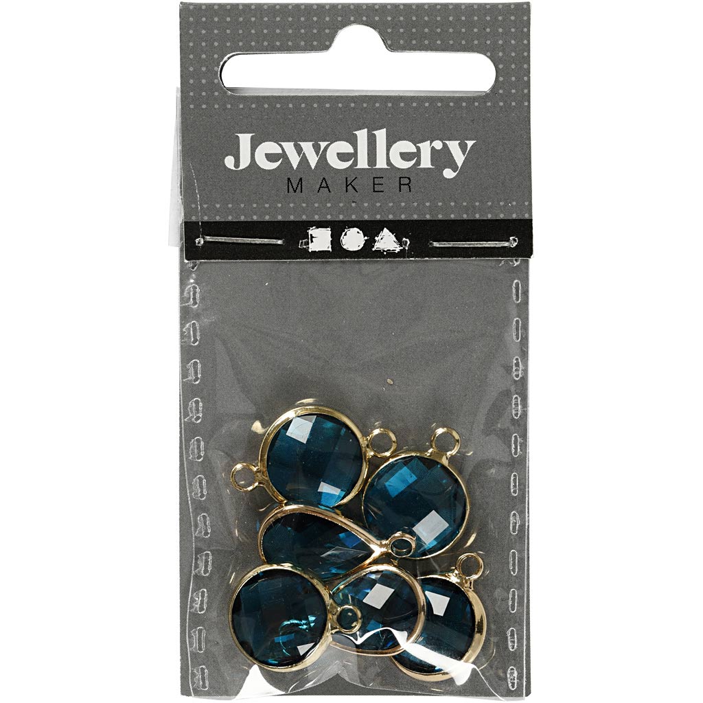 Jewellery Pendant, H: 15-20 mm, hole size 2 mm, turquoise, 1 pack [HOB-61027]