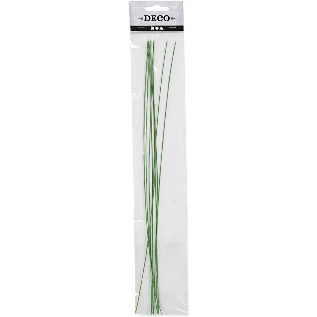 Floral stem wire, L: 30 cm, dia. 0,6 mm, green, 20 pc/ 1 pack [HOB-610350]
