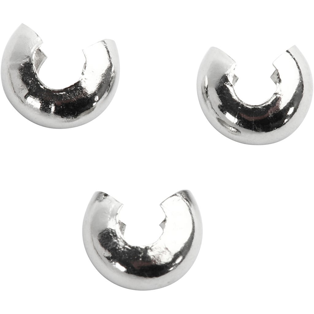 Crimp Bead Cover, dia. 5 mm, silver-plated, 50 pc/ 1 pack [HOB-610610]