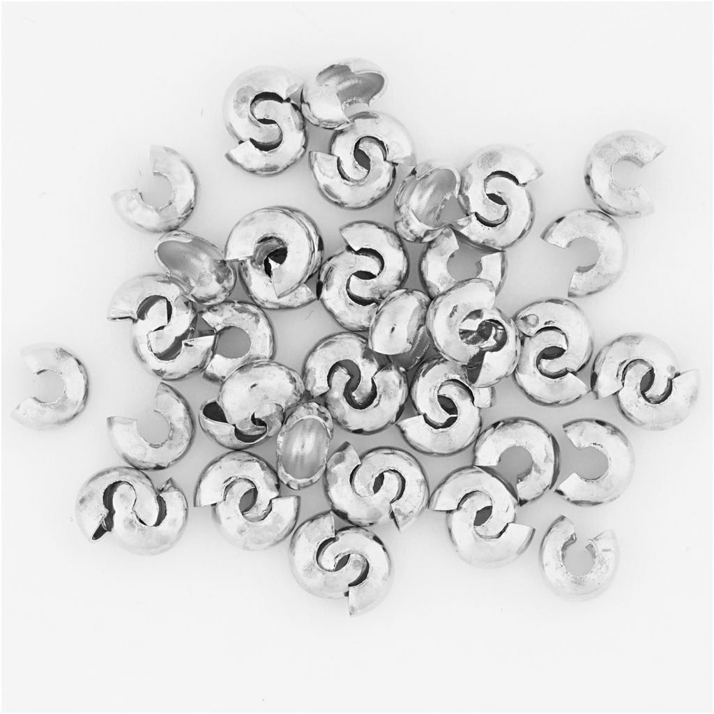 Crimp Bead Cover, dia. 5 mm, silver-plated, 500 pc/ 1 pack [HOB-61061]