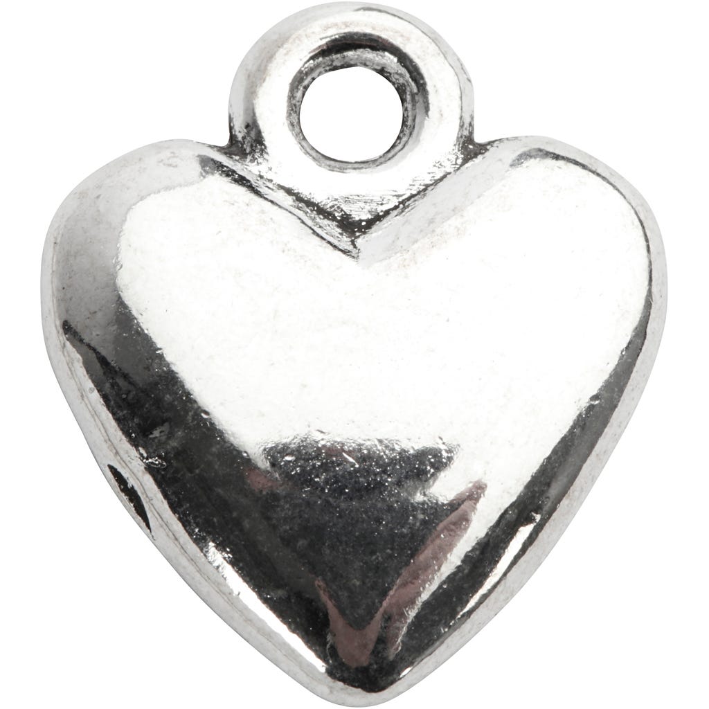 Heart Pendant, size 13x15 mm, silver-plated, 10 pc/ 1 pack [HOB-61069]
