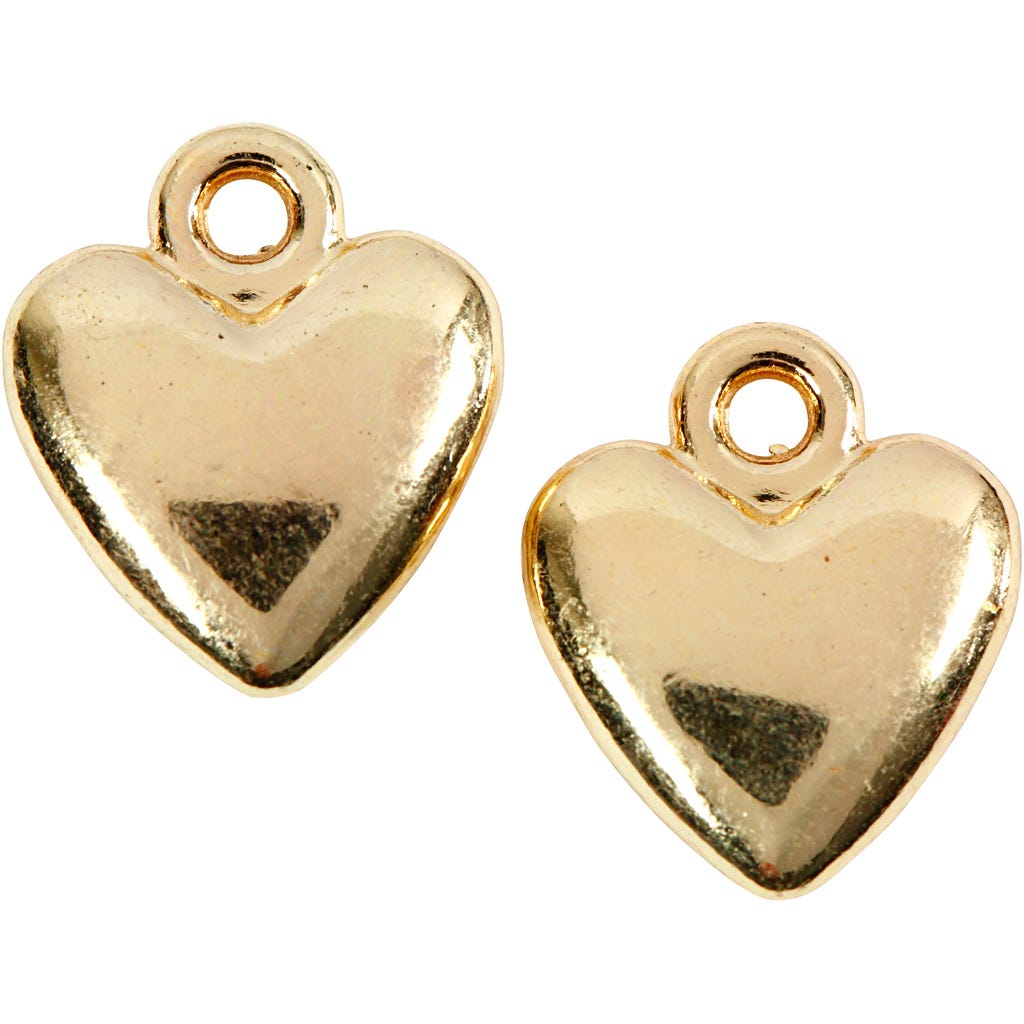 Heart Pendant, size 13x15 mm, gold-plated, 10 pc/ 1 pack [HOB-61071]