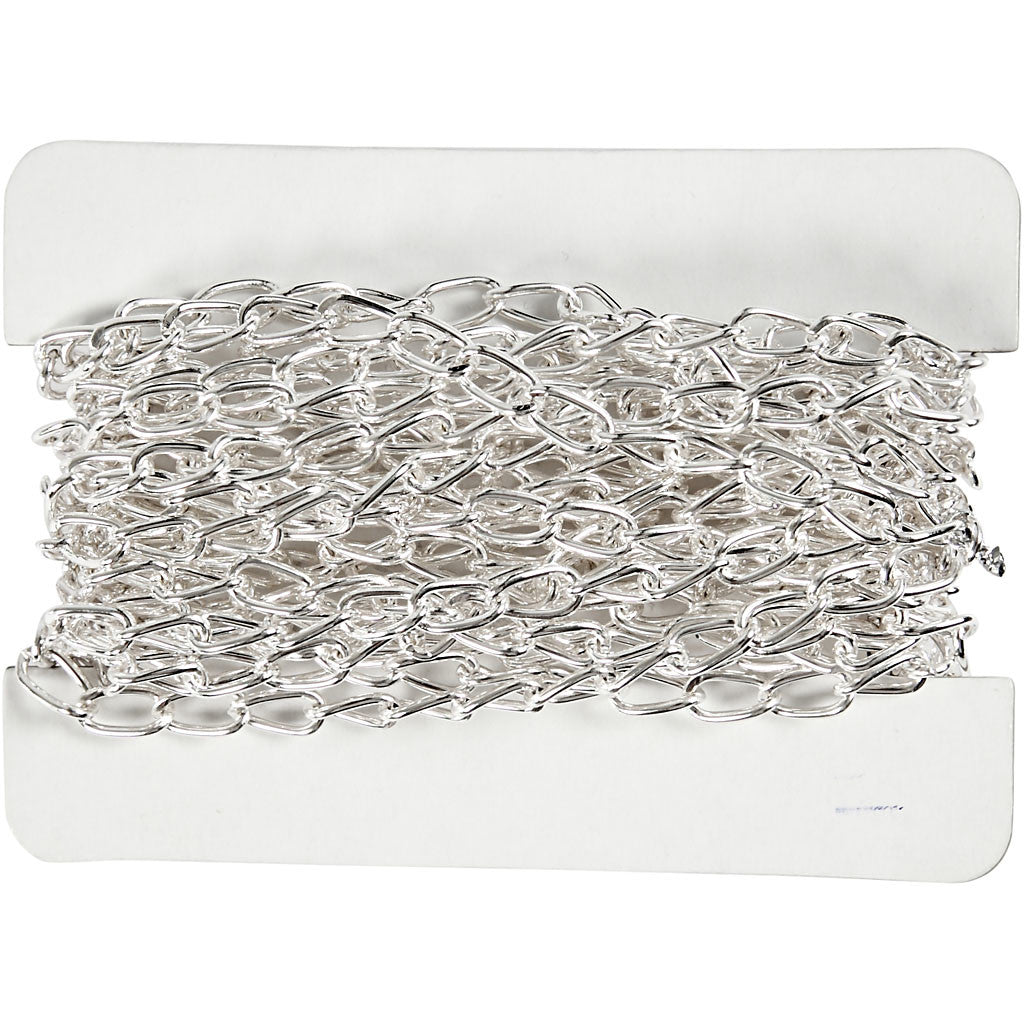 Chain, W: 6 mm, silver-plated, 5 m/ 1 pc [HOB-61301]