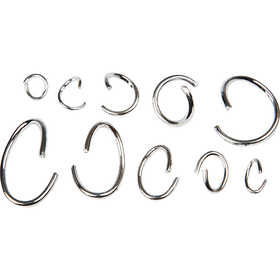 Oval and round jump ring range, silver-plated, 800 asstd./ 1 pack [HOB-61381]