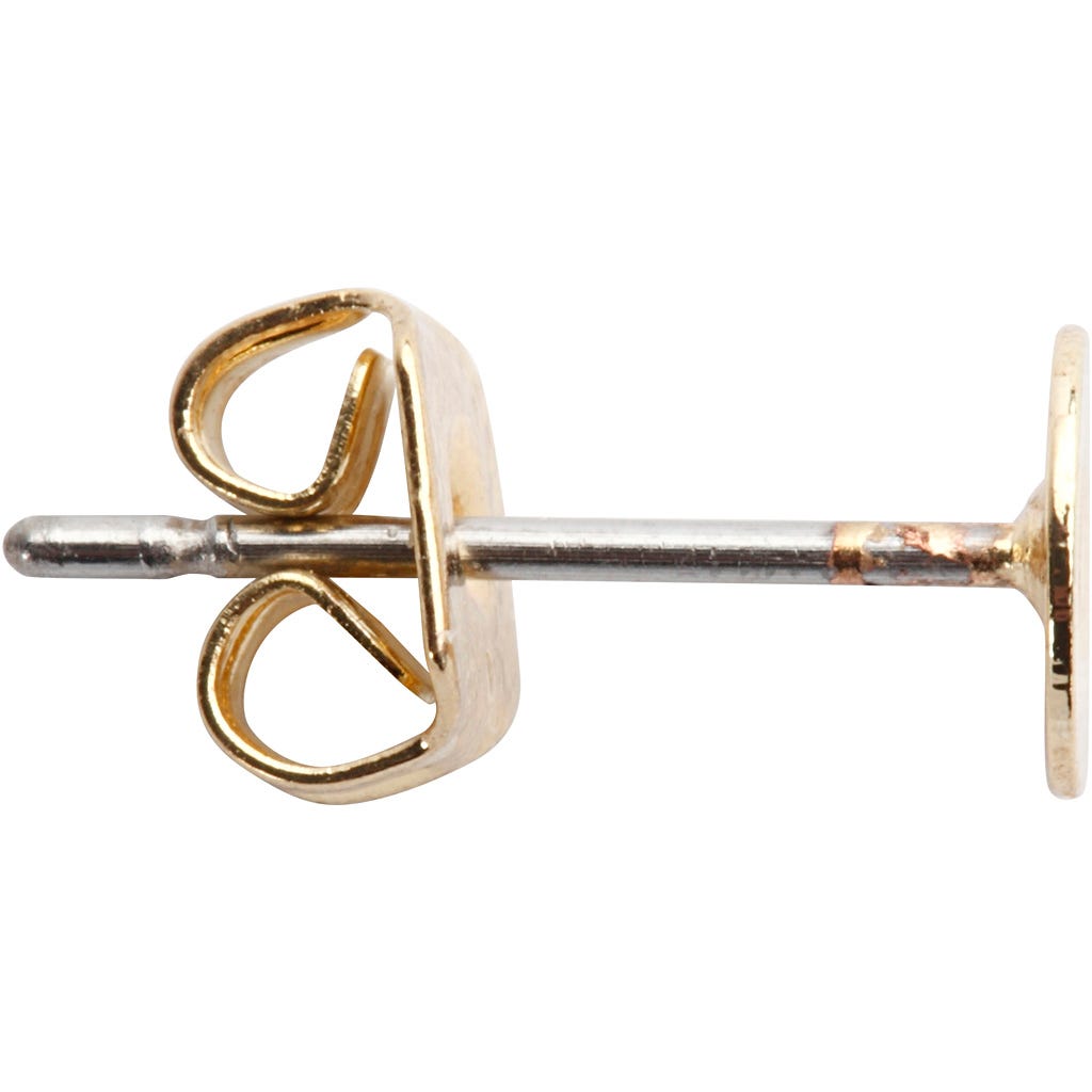 Stud Earrings, L: 13 mm, gold-plated, 10 pc/ 1 pack [HOB-613990]