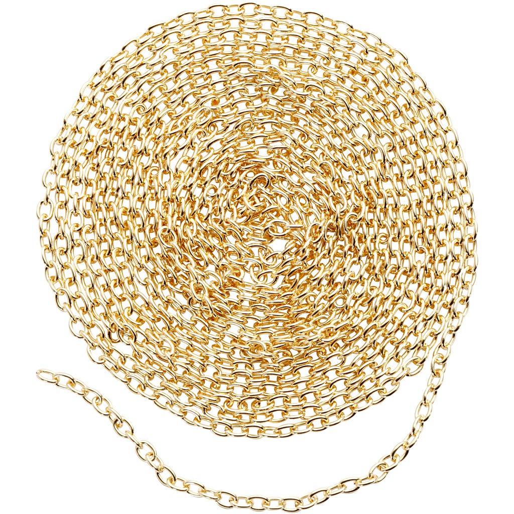 Chain, W: 2 mm, gold-plated, 20 m/ 1 pack [HOB-61401]
