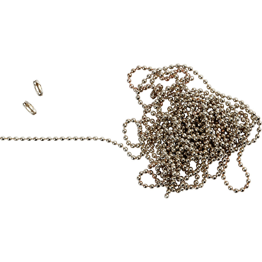 Bead Chain, dia. 1,5 mm, silver-plated, 3 m/ 1 roll [HOB-61530]