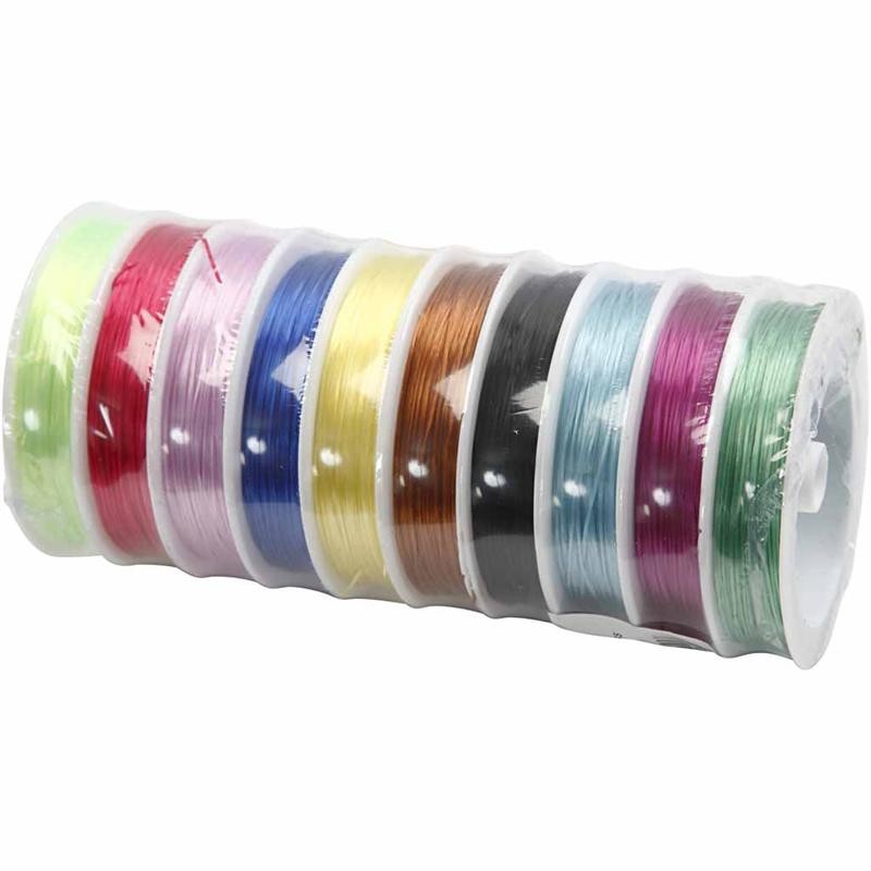 Elastic Cord, thickness 1 mm, assorted colours, 10x25 m/ 1 pack [HOB-61536]