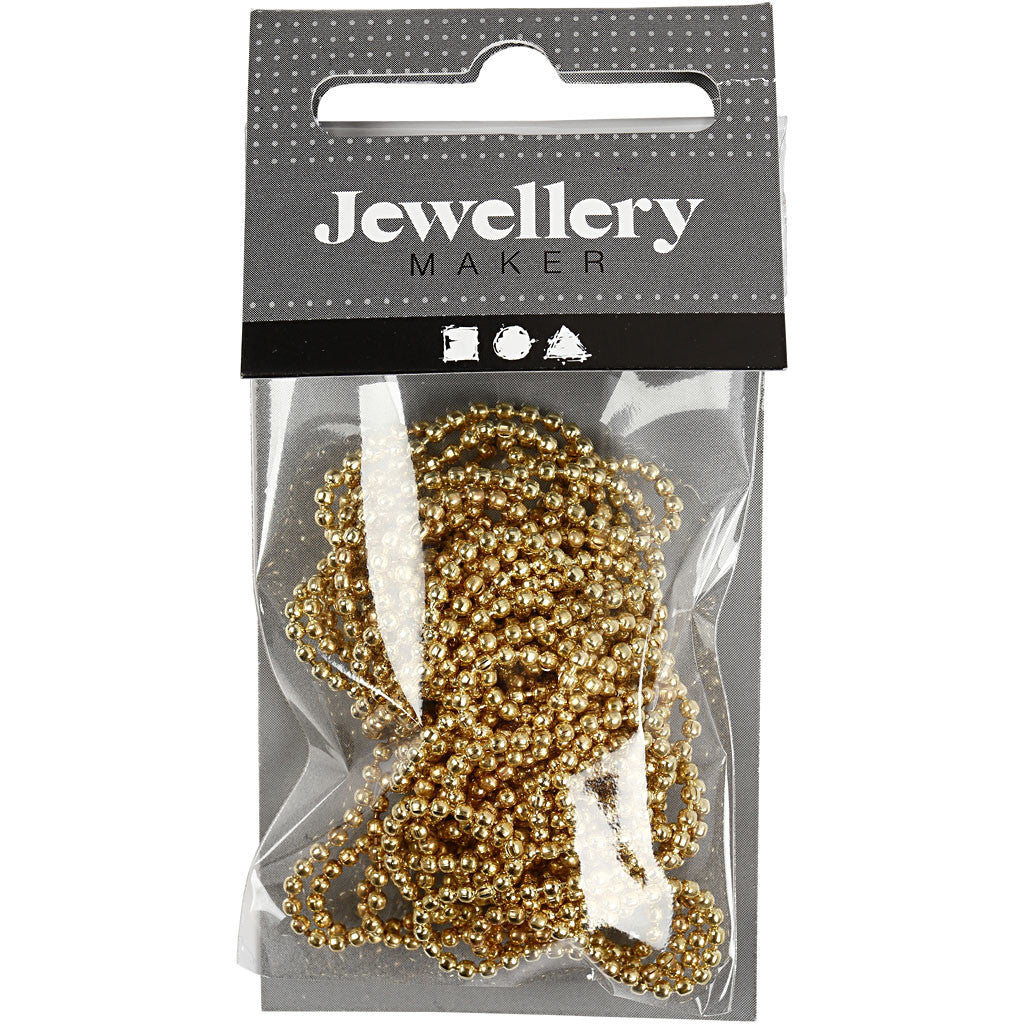Bead Chain, dia. 1,5 mm, gold-plated, 150 cm/ 1 roll [HOB-61537]