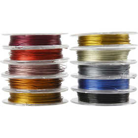 Beading Wire, thickness 0,38 mm, assorted colours, 10 m/ 1 pack [HOB-61582]