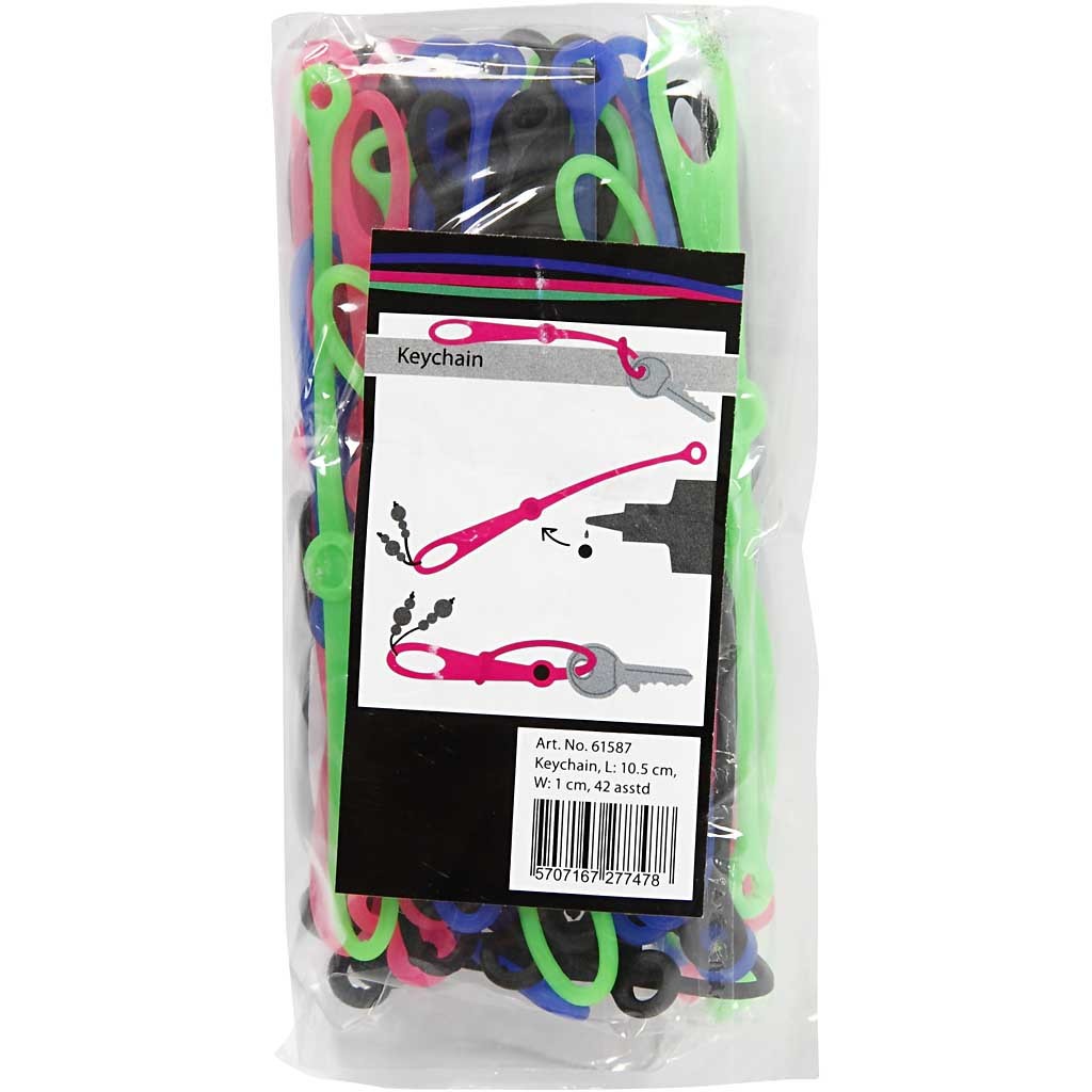 Key Rings, L: 10,5 cm, W: 1 cm, 45 pc/ 1 pack [HOB-61587]