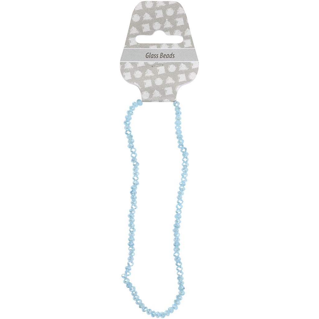 Faceted Beads, size 3x4 mm, hole size 0,8 mm, sea blue, 100 pc/ 1 pack [HOB-61663]