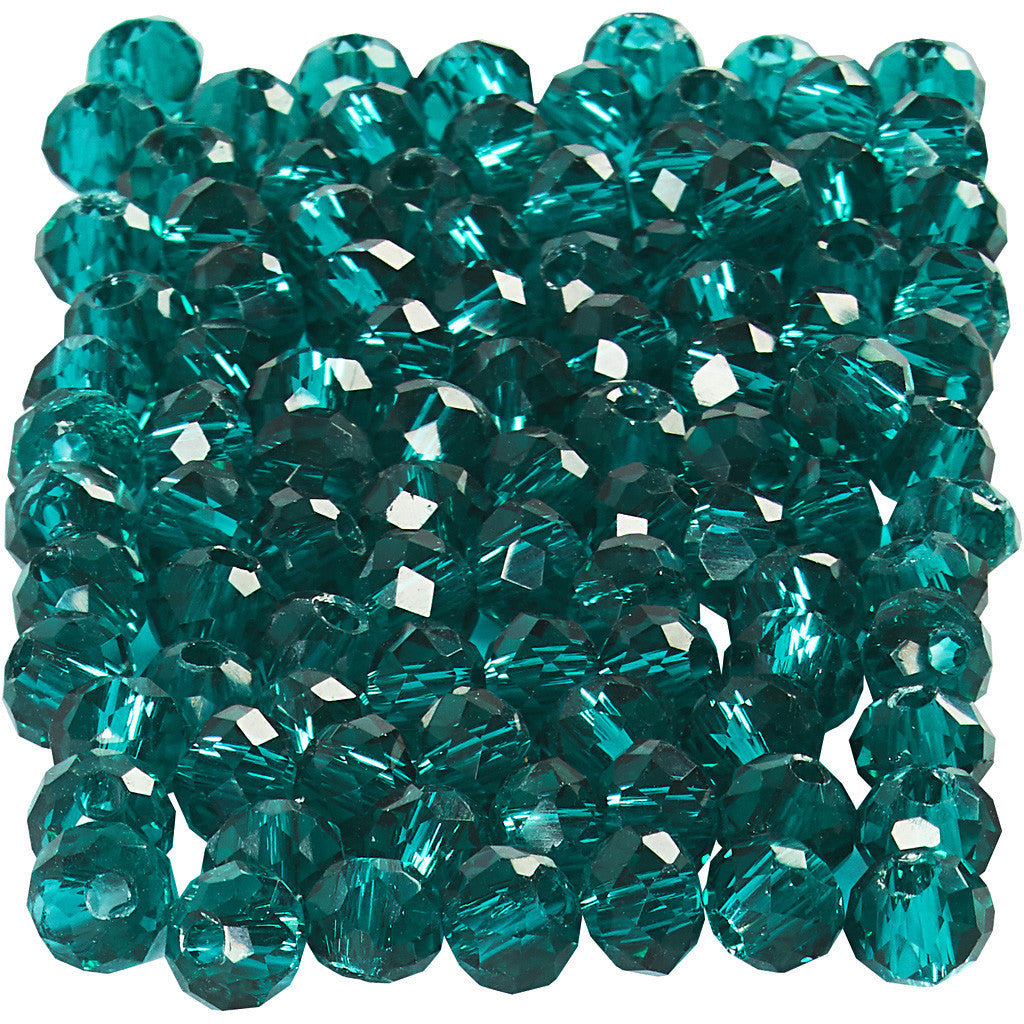 Faceted Beads, size 3x4 mm, hole size 0,8 mm, emerald green, 100 pc/ 1 pack [HOB-61664]