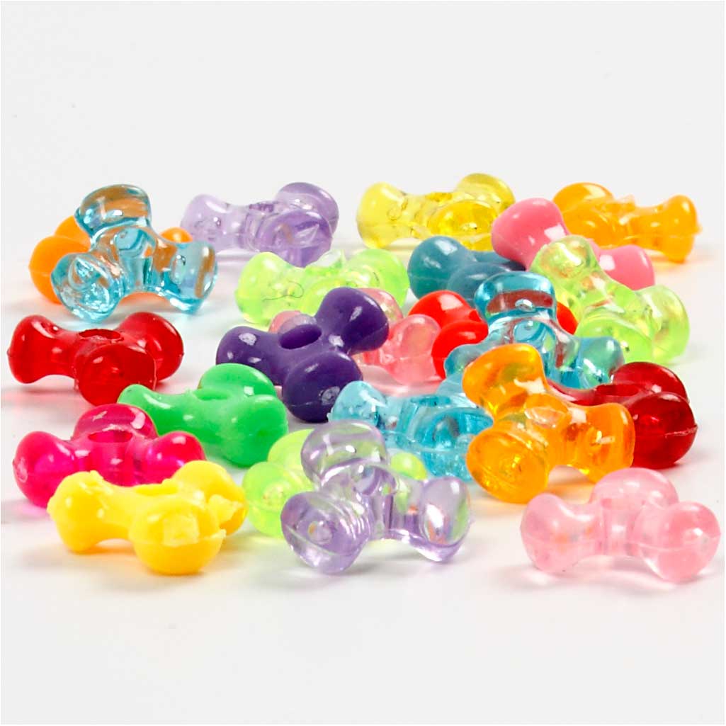 Tri-Beads, dia. 10 mm, hole size 2 mm, ca. 2800 pc, assorted colours, 385 g, 700 ml/ 1 tub [HOB-61776]