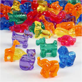 Novelty Shape Beads, size 25 mm, hole size 4 mm, ca. 220 pc, assorted colours, 700 ml/ 1 tub [HOB-61825]