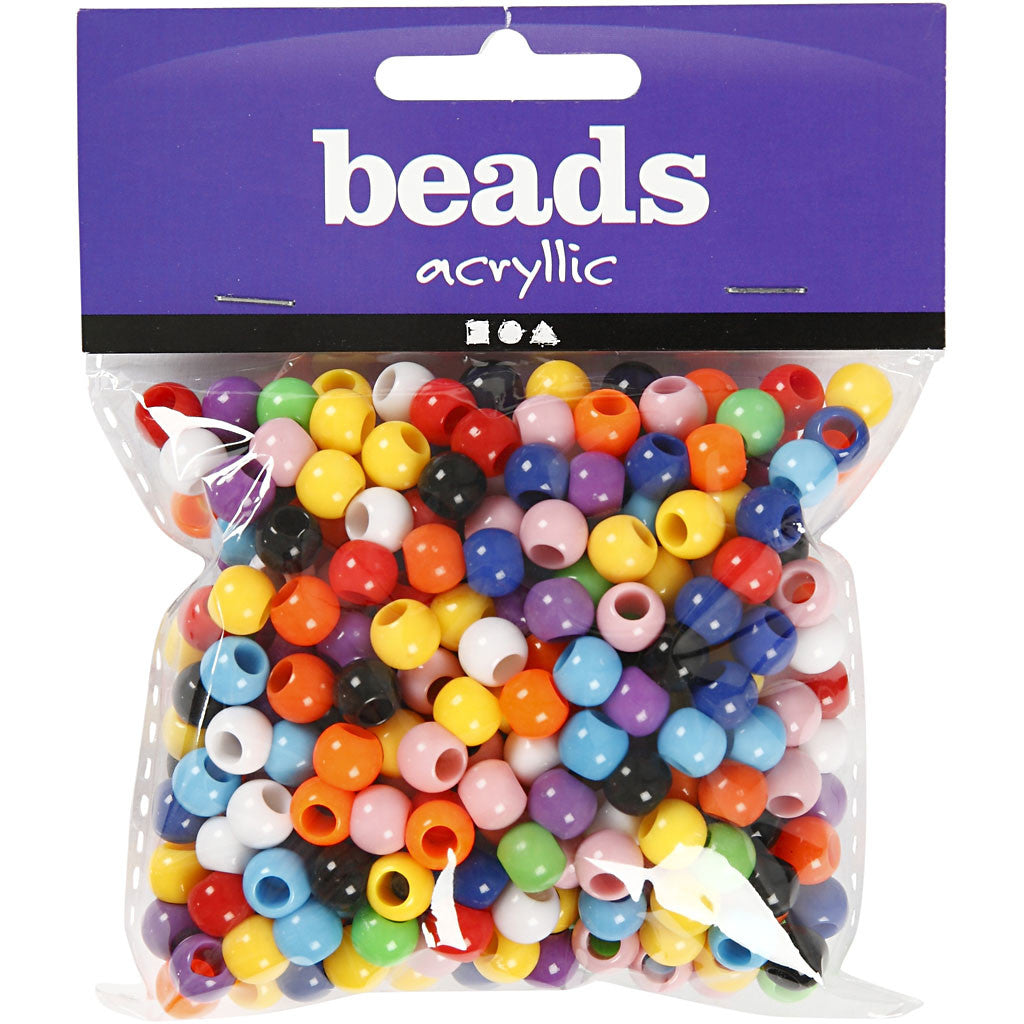 Pony Beads, dia. 8 mm, hole size 4 mm, ca. 370 pc, 70 g, 125 ml/ 1 pack [HOB-618330]